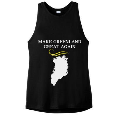 Greenland Map With Trump Hair Make Greenland Great Again Ladies PosiCharge Tri-Blend Wicking Tank
