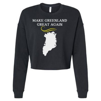 Greenland Map With Trump Hair Make Greenland Great Again Cropped Pullover Crew
