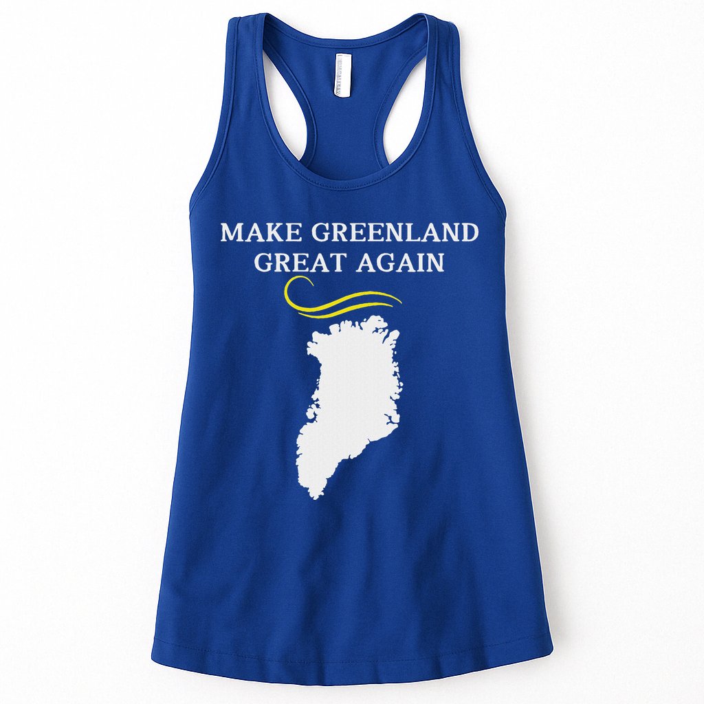 Greenland Map With Trump Hair Make Greenland Great Again Womens Tank Top