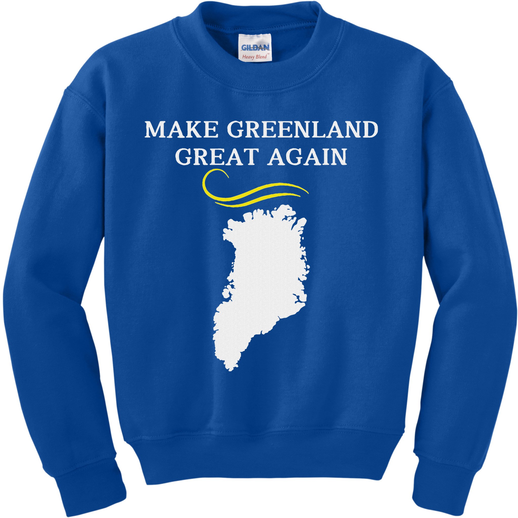 Greenland Map With Trump Hair Make Greenland Great Again Kids Sweatshirt