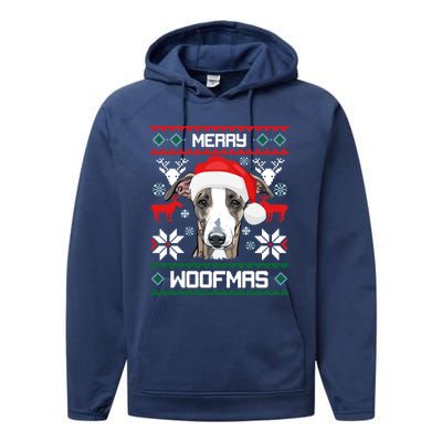 Greyhound Merry Woofmas Gift For Christmas Clothes Xmas Cool Gift Performance Fleece Hoodie