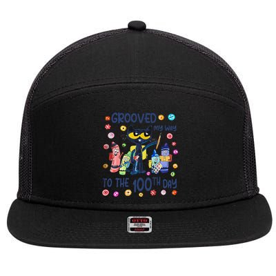 Grooved My Way To The 100th Day Pete Cat 100 Days Of School 7 Panel Mesh Trucker Snapback Hat