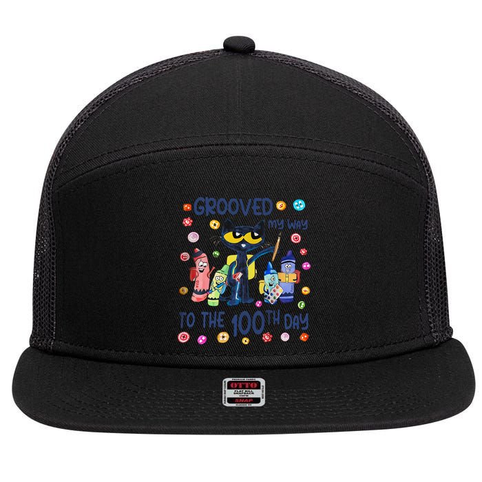 Grooved My Way To The 100th Day Pete Cat 100 Days Of School 7 Panel Mesh Trucker Snapback Hat