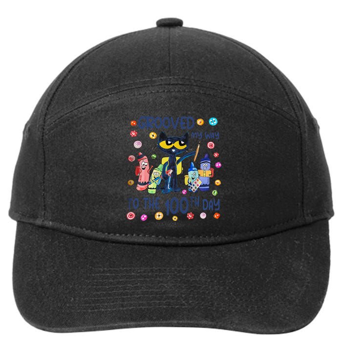 Grooved My Way To The 100th Day Pete Cat 100 Days Of School 7-Panel Snapback Hat