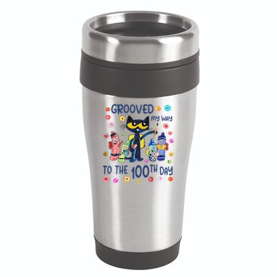 Grooved My Way To The 100th Day Pete Cat 100 Days Of School 16oz Travel Tumbler