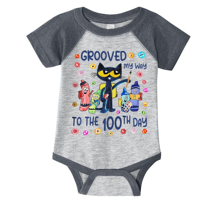 Grooved My Way To The 100th Day Pete Cat 100 Days Of School Infant Baby Jersey Bodysuit