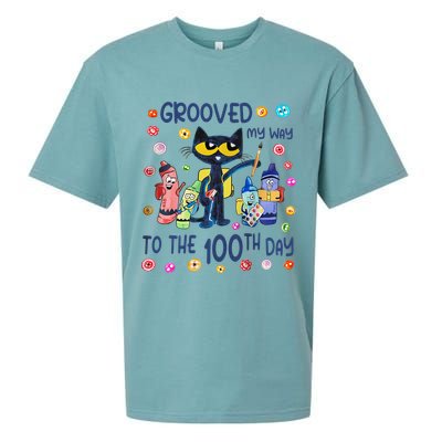 Grooved My Way To The 100th Day Pete Cat 100 Days Of School Sueded Cloud Jersey T-Shirt