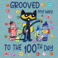Grooved My Way To The 100th Day Pete Cat 100 Days Of School Sueded Cloud Jersey T-Shirt