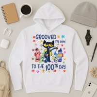 Grooved My Way To The 100th Day Pete Cat 100 Days Of School Hoodie