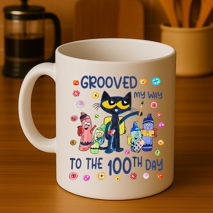 Grooved My Way To The 100th Day Pete Cat 100 Days Of School Mug
