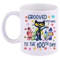 Grooved My Way To The 100th Day Pete Cat 100 Days Of School 11oz C Handle Ceramic Mug