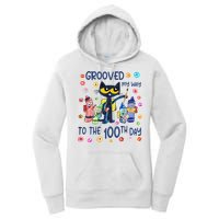 Grooved My Way To The 100th Day Pete Cat 100 Days Of School Women's Pullover Hoodie