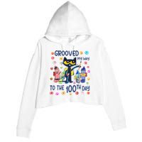 Grooved My Way To The 100th Day Pete Cat 100 Days Of School Crop Fleece Hoodie