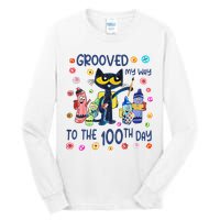 Grooved My Way To The 100th Day Pete Cat 100 Days Of School Tall Long Sleeve T-Shirt