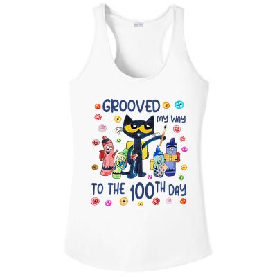 Grooved My Way To The 100th Day Pete Cat 100 Days Of School Ladies PosiCharge Competitor Racerback Tank