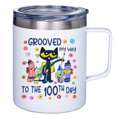 Grooved My Way To The 100th Day Pete Cat 100 Days Of School 12oz Stainless Steel Coffee Mug