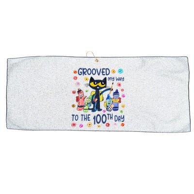 Grooved My Way To The 100th Day Pete Cat 100 Days Of School Large Microfiber Waffle Golf Towel