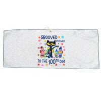 Grooved My Way To The 100th Day Pete Cat 100 Days Of School Large Microfiber Waffle Golf Towel
