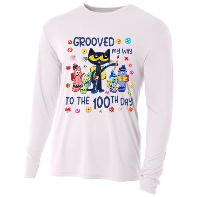 Grooved My Way To The 100th Day Pete Cat 100 Days Of School Cooling Performance Long Sleeve Crew