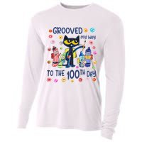 Grooved My Way To The 100th Day Pete Cat 100 Days Of School Cooling Performance Long Sleeve Crew