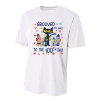 Grooved My Way To The 100th Day Pete Cat 100 Days Of School Youth Performance Sprint T-Shirt