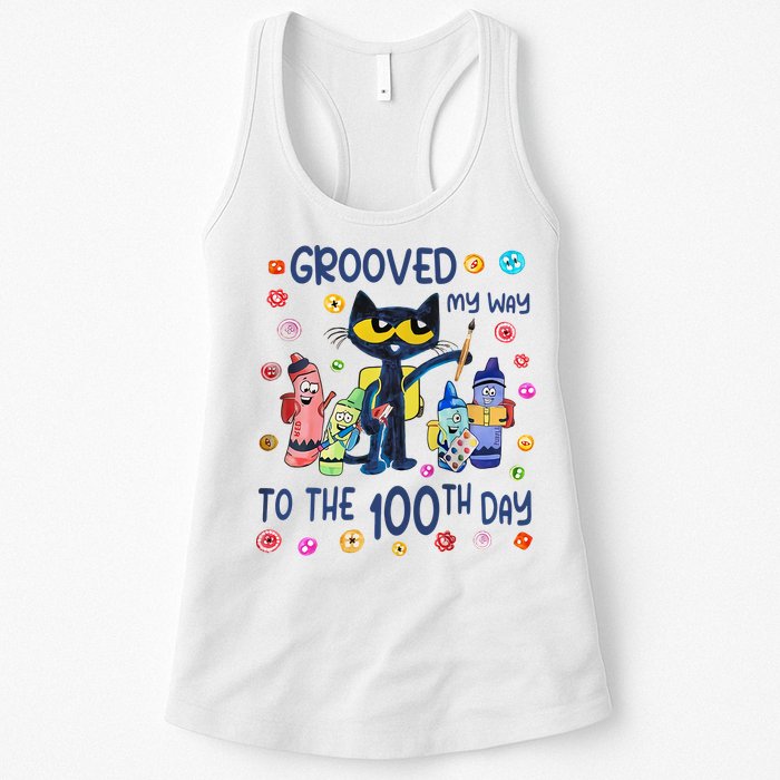 Grooved My Way To The 100th Day Pete Cat 100 Days Of School Womens Tank Top