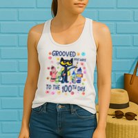 Grooved My Way To The 100th Day Pete Cat 100 Days Of School Womens Tank Top