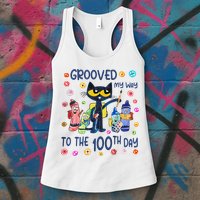 Grooved My Way To The 100th Day Pete Cat 100 Days Of School Womens Tank Top