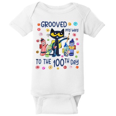 Grooved My Way To The 100th Day Pete Cat 100 Days Of School Baby Bodysuit