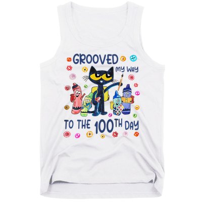 Grooved My Way To The 100th Day Pete Cat 100 Days Of School Tank Top