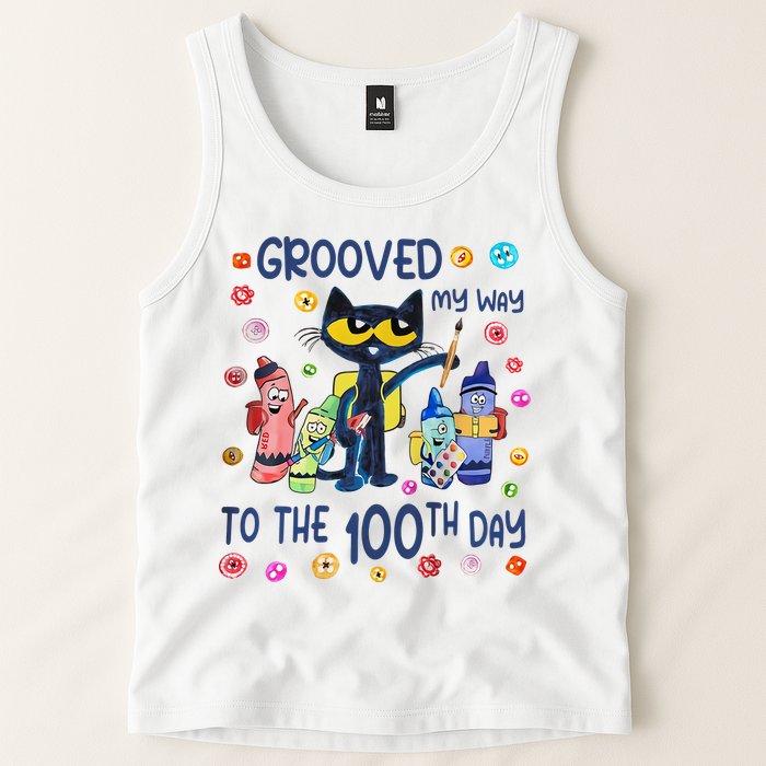 Grooved My Way To The 100th Day Pete Cat 100 Days Of School Tank Top