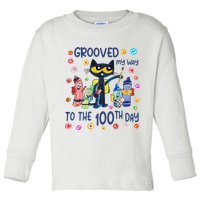 Grooved My Way To The 100th Day Pete Cat 100 Days Of School Toddler Long Sleeve Shirt