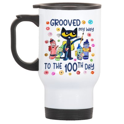 Grooved My Way To The 100th Day Pete Cat 100 Days Of School Stainless Steel Travel Mug
