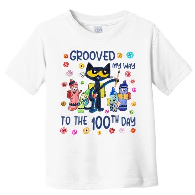 Grooved My Way To The 100th Day Pete Cat 100 Days Of School Toddler T-Shirt