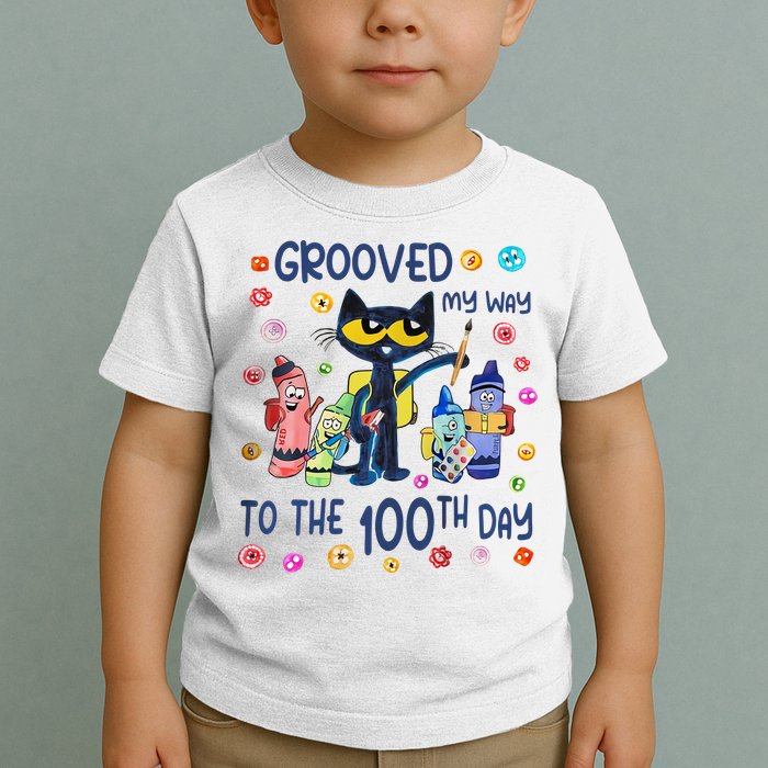 Grooved My Way To The 100th Day Pete Cat 100 Days Of School Toddler T-Shirt