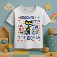 Grooved My Way To The 100th Day Pete Cat 100 Days Of School Toddler T-Shirt