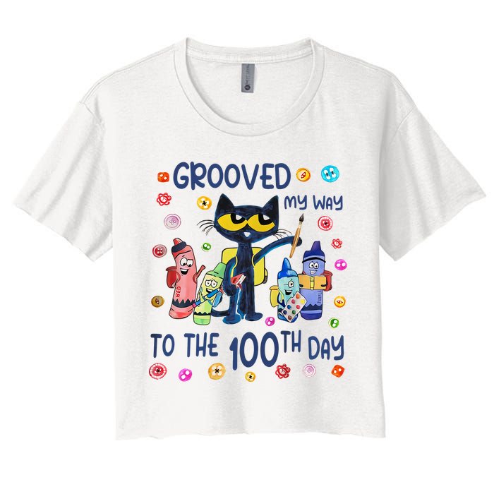 Grooved My Way To The 100th Day Pete Cat 100 Days Of School Crop Top