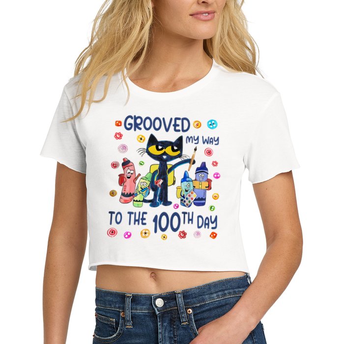 Grooved My Way To The 100th Day Pete Cat 100 Days Of School Crop Top