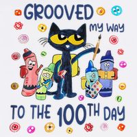 Grooved My Way To The 100th Day Pete Cat 100 Days Of School Ladies Long Sleeve Shirt