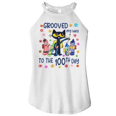 Grooved My Way To The 100th Day Pete Cat 100 Days Of School Women's Perfect Tri Rocker Tank