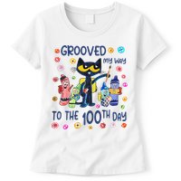 Grooved My Way To The 100th Day Pete Cat 100 Days Of School Womens T-Shirt