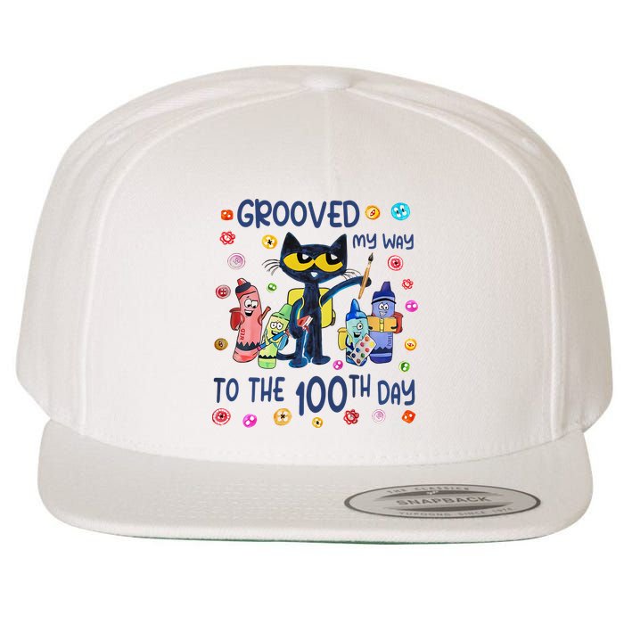 Grooved My Way To The 100th Day Pete Cat 100 Days Of School Wool Snapback Cap