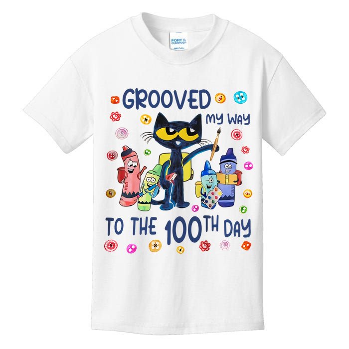 Grooved My Way To The 100th Day Pete Cat 100 Days Of School Kids T-Shirt