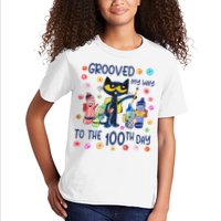 Grooved My Way To The 100th Day Pete Cat 100 Days Of School Kids T-Shirt