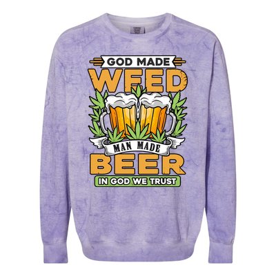 God Made Weeb Man Made Beer Colorblast Crewneck Sweatshirt