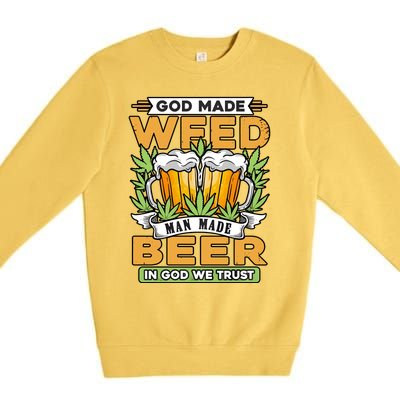 God Made Weeb Man Made Beer Premium Crewneck Sweatshirt