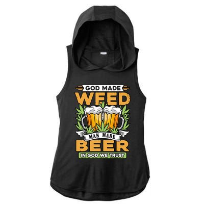 God Made Weeb Man Made Beer Ladies PosiCharge Tri-Blend Wicking Draft Hoodie Tank