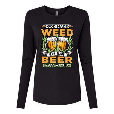 God Made Weeb Man Made Beer Womens Cotton Relaxed Long Sleeve T-Shirt