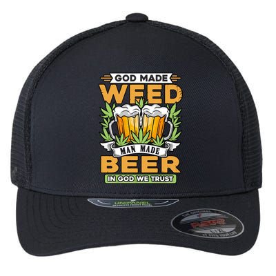 God Made Weeb Man Made Beer Flexfit Unipanel Trucker Cap