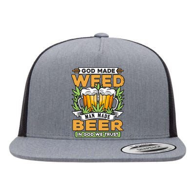 God Made Weeb Man Made Beer Flat Bill Trucker Hat